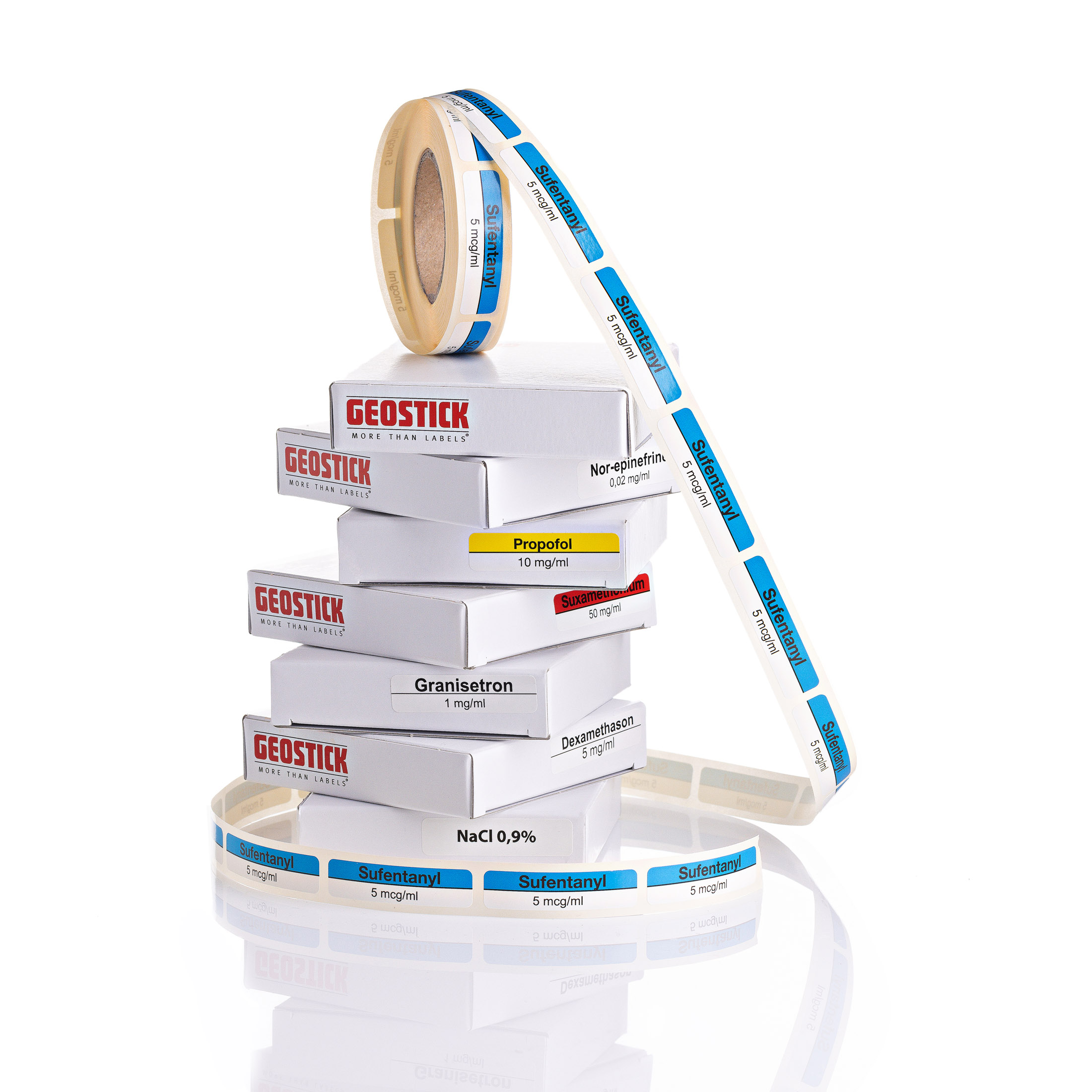 Healthcare labels in doosjes
