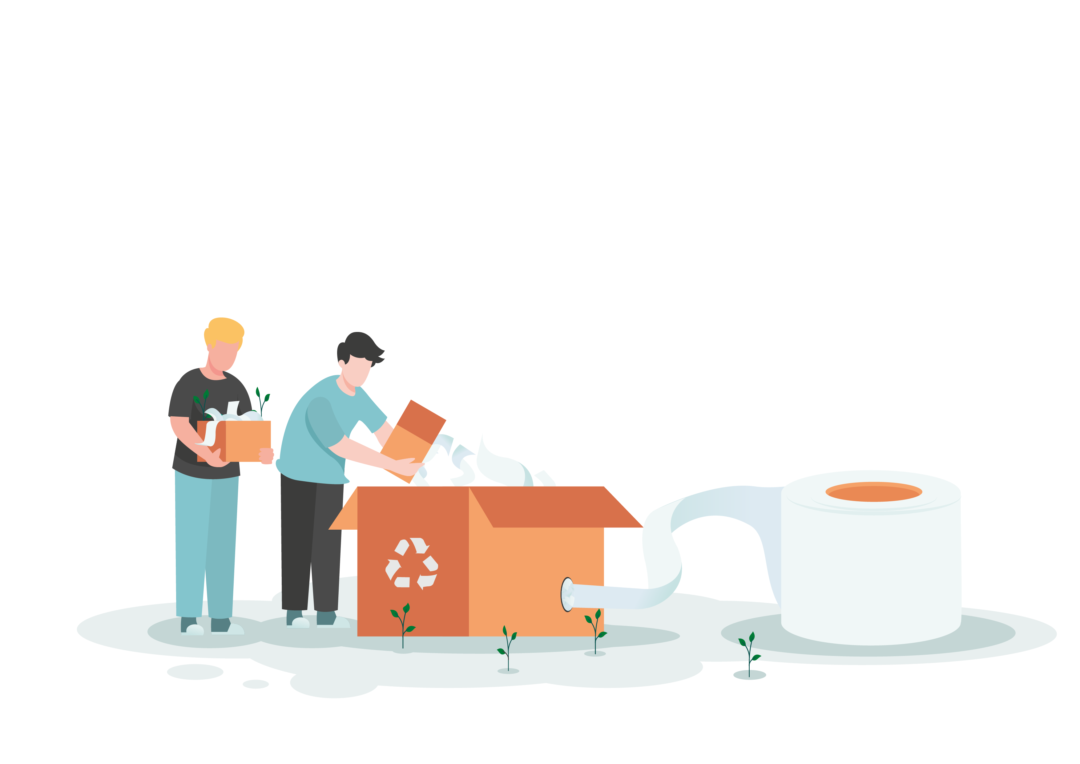 Illustratie voor het recyclen van rugpapier